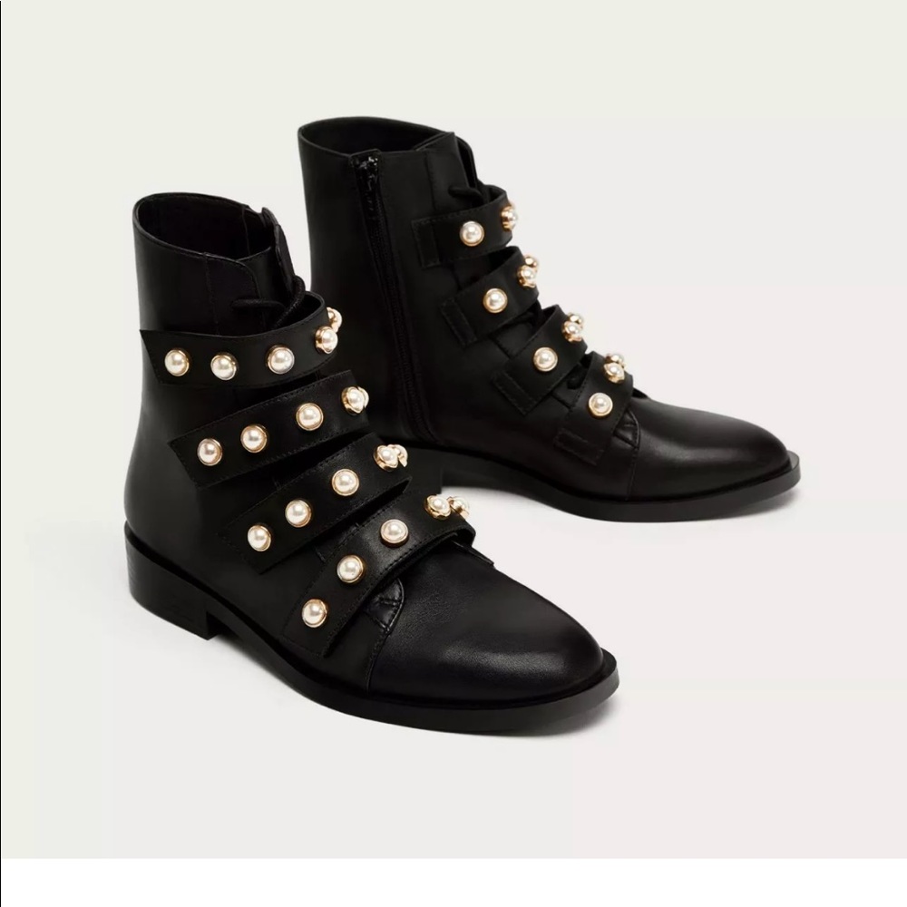 Zara pearl ankle boots